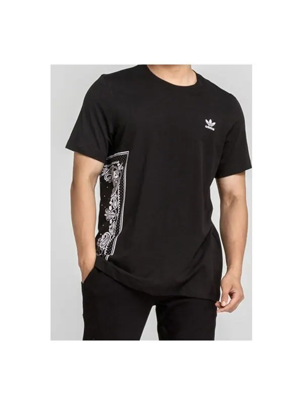 Футболка originals side cashew printing sports short sleeve black Adidas — изображение 1 из 3, черный