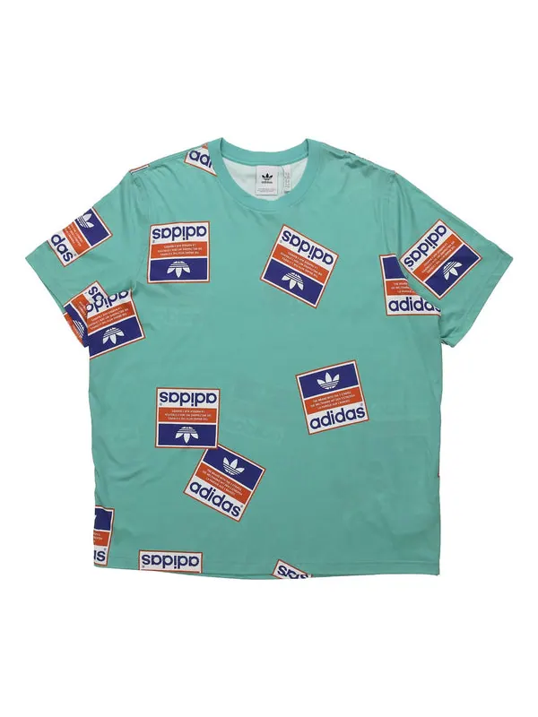 Футболка originals printing round neck short sleeve green Adidas — изображение 1 из 4, зеленый
