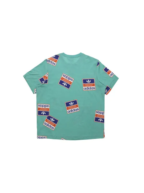 Футболка originals printing round neck short sleeve green Adidas — изображение 2 из 4, зеленый