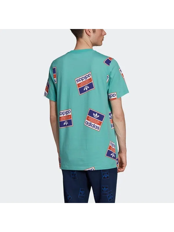 Футболка originals printing round neck short sleeve green Adidas — изображение 4 из 4, зеленый