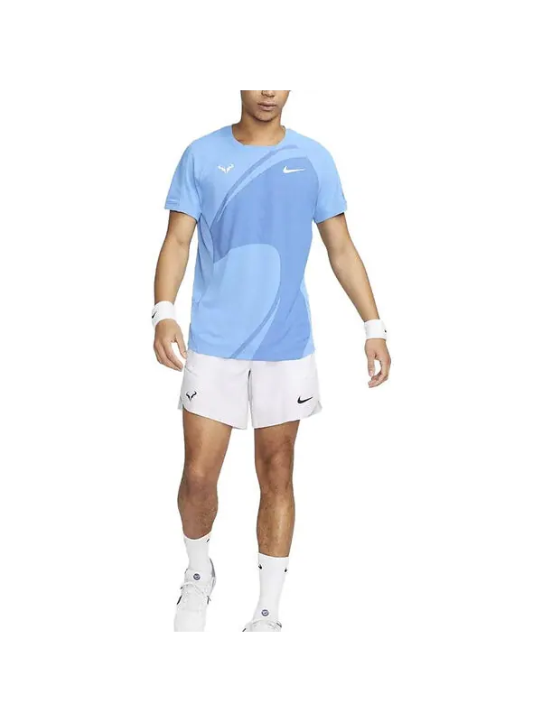 Футболка Nike Dri-Fit RAFA Short-sleeve Tennis T-Shirts 'Blue' — изображение 3 из 4, синий/мульти