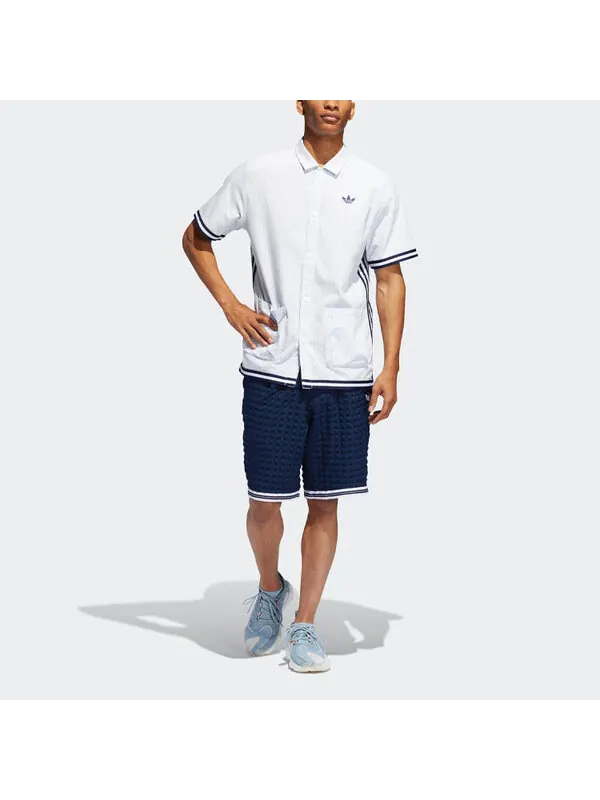 Шорты клетчатые Adidas — изображение 2 из 4, темно-синий/белый