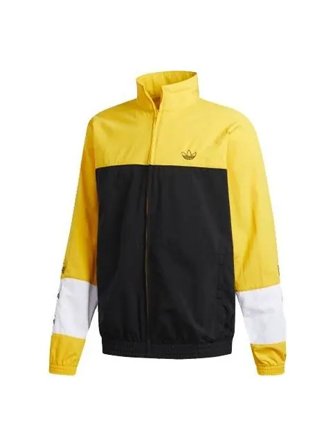 Куртка men's originals blocked warm up yellow black colorblock 'black bold gold' Adidas — изображение 1 из 4