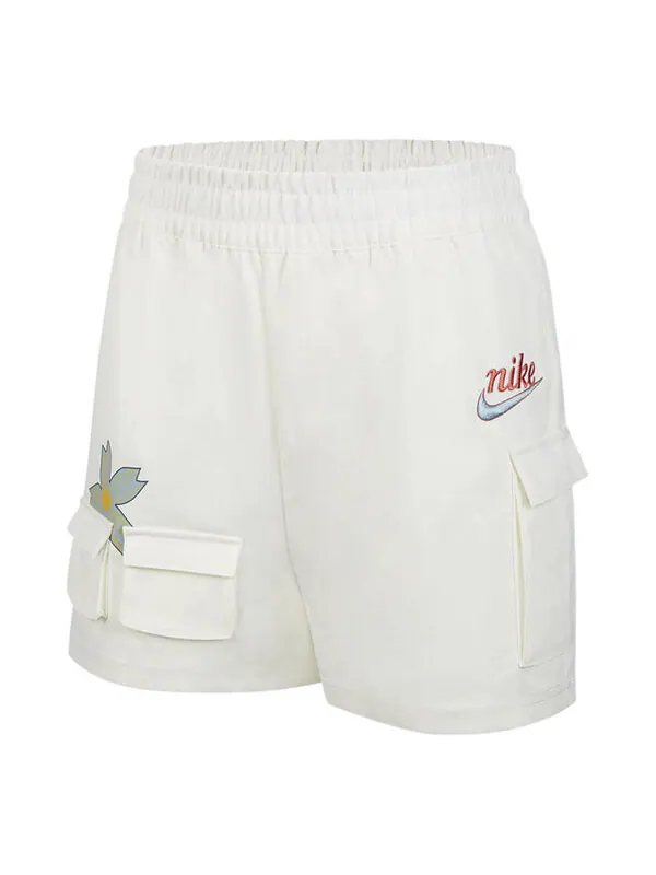 Шорты sportswear solid color logo flowers big pocket woven casual shorts white Nike — изображение 1 из 2, мульти