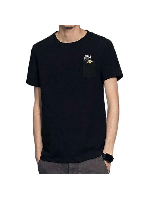 Футболка Men's Nike As Nsw Tee Prem Pocket Casual Breathable Round Neck Logo Solid Color Short — изображение 3 из 3, мульти
