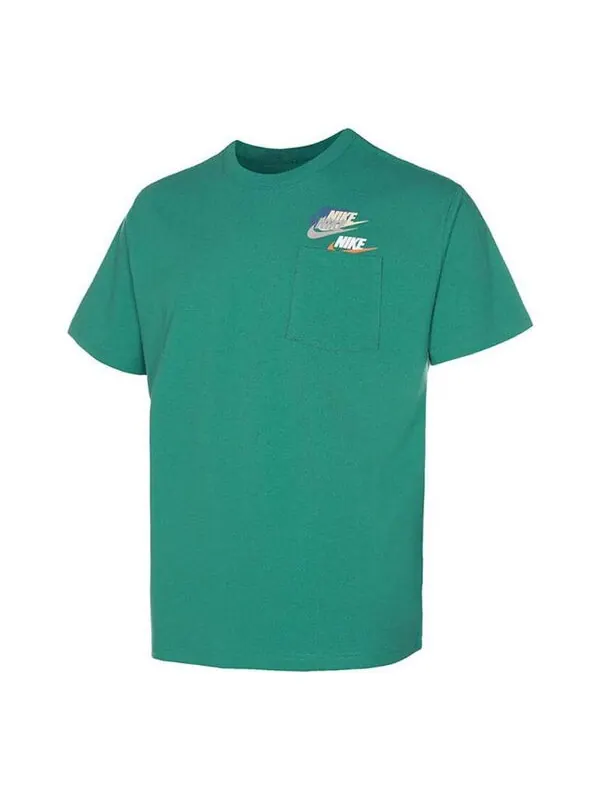 Футболка Men's Nike Logo Pattern Round Neck Short Sleeve Green T-Shirt — изображение 1 из 4, мульти
