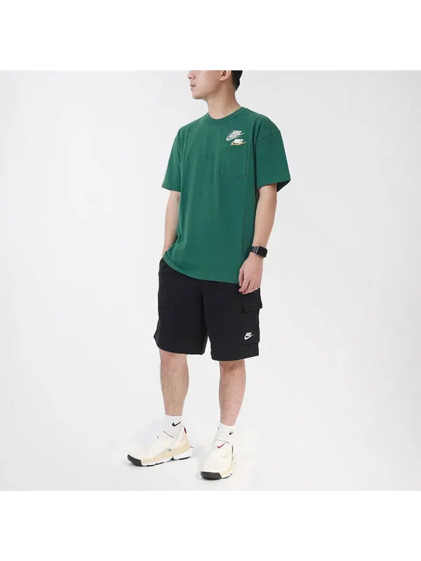 Футболка Men's Nike Logo Pattern Round Neck Short Sleeve Green T-Shirt — изображение 3 из 4, мульти