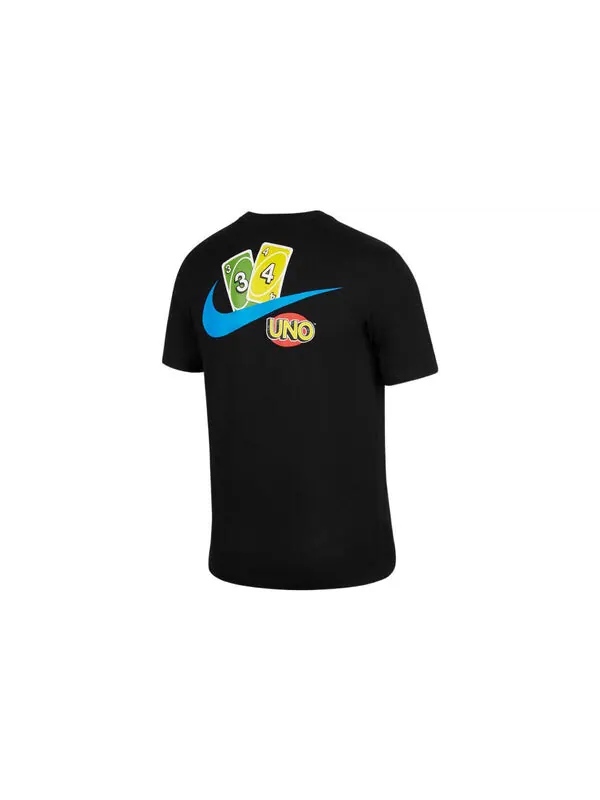 Футболка Nike Back Logo Pattern Printing Round Neck Casual Short Sleeve Black — изображение 2 из 4, мульти
