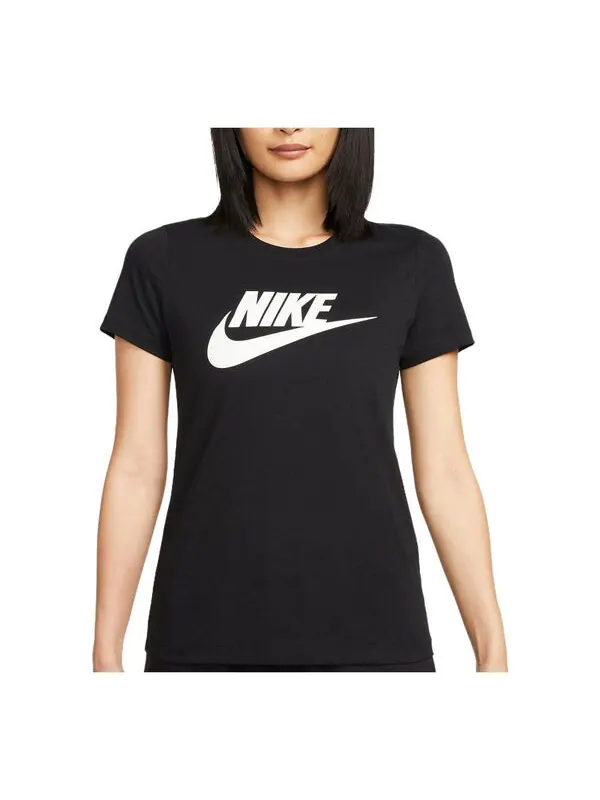 Футболка (WMNS) Nike Sportswear Essentials Logo T-Shirt 'Black' — изображение 1 из 3, черный/белый