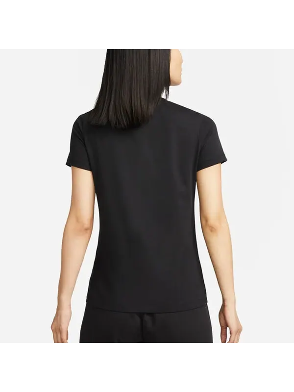 Футболка (WMNS) Nike Sportswear Essentials Logo T-Shirt 'Black' — изображение 3 из 3, черный/белый
