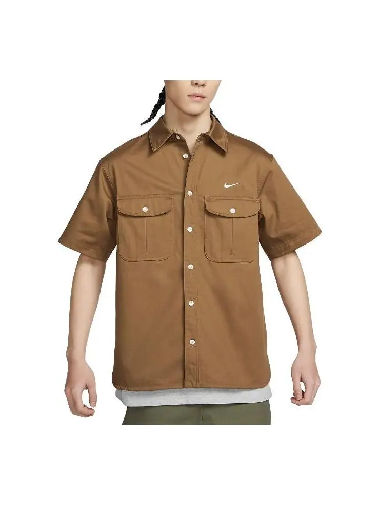 Рубашка Nike SB Short Sleeve Woven Skate Button Up Shirt 'Tan' DV9076-270 — 1