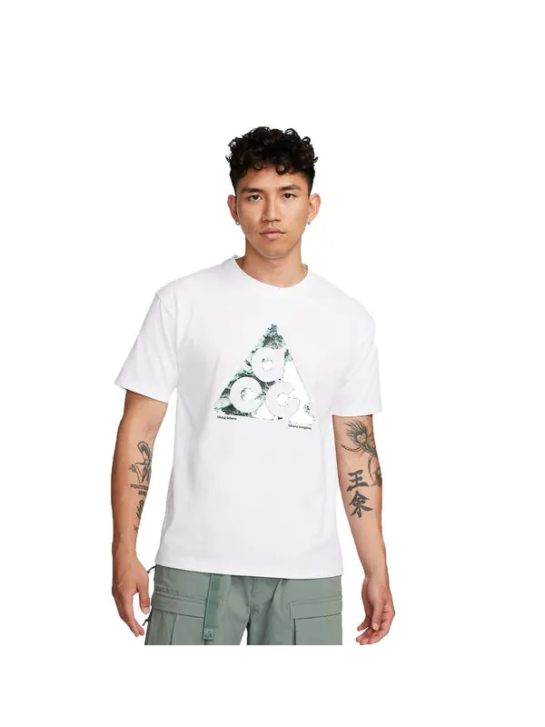 Футболка Nike ACG Logo T-shirt 'White Green' — изображение 1 из 4, белый/зеленый
