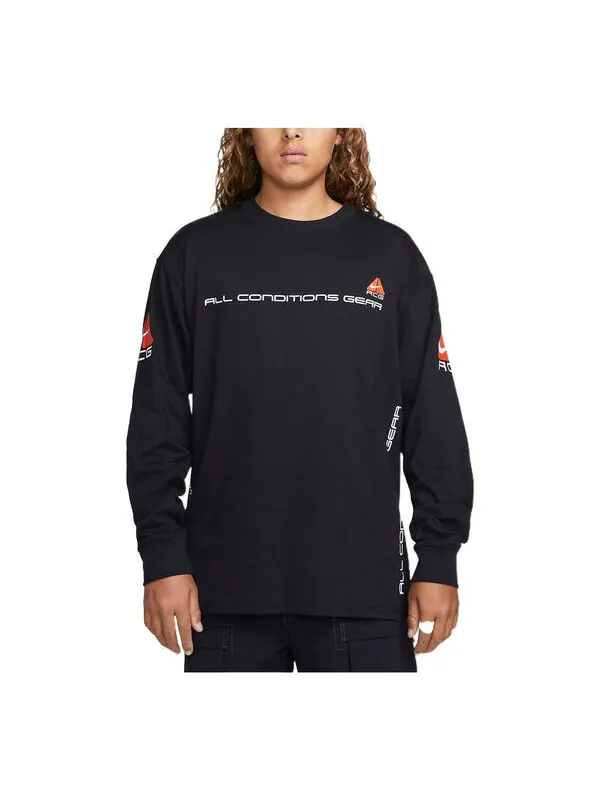 Футболка Nike ACG Long-Sleeve T-Shirt 'Black' — изображение 1 из 3, черный/белый