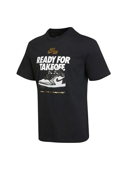 Футболка Men's Air Jordan Alphabet Shoes Printing Round Neck Casual Short Sleeve Black T-Shirt — изображение 1 из 4, мульти