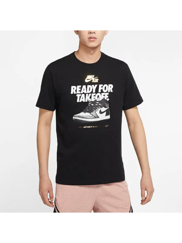 Футболка Men's Air Jordan Alphabet Shoes Printing Round Neck Casual Short Sleeve Black T-Shirt — изображение 4 из 4, мульти