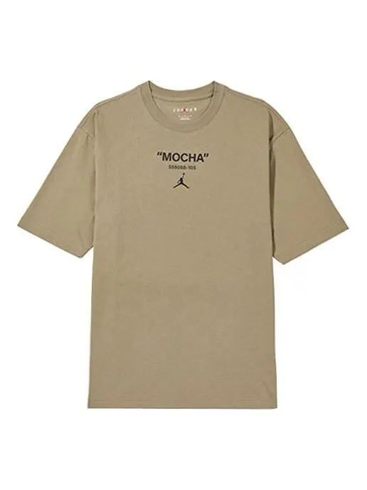 Футболка Men's Air Jordan Mocha Barb Solid Color Logo Alphabet Round Neck Short Sleeve Sandalwood — изображение 1 из 4