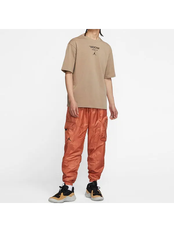 Футболка Men's Air Jordan Mocha Barb Solid Color Logo Alphabet Round Neck Short Sleeve Sandalwood — изображение 2 из 4