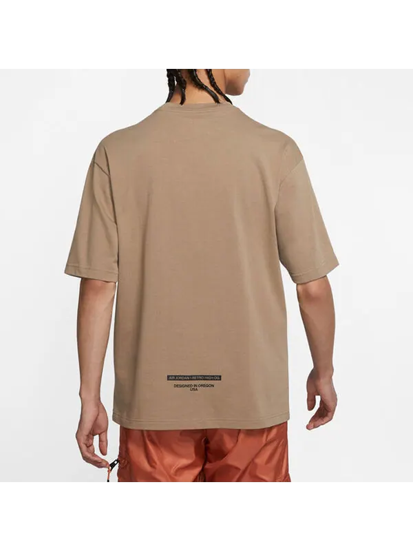Футболка Men's Air Jordan Mocha Barb Solid Color Logo Alphabet Round Neck Short Sleeve Sandalwood — изображение 3 из 4