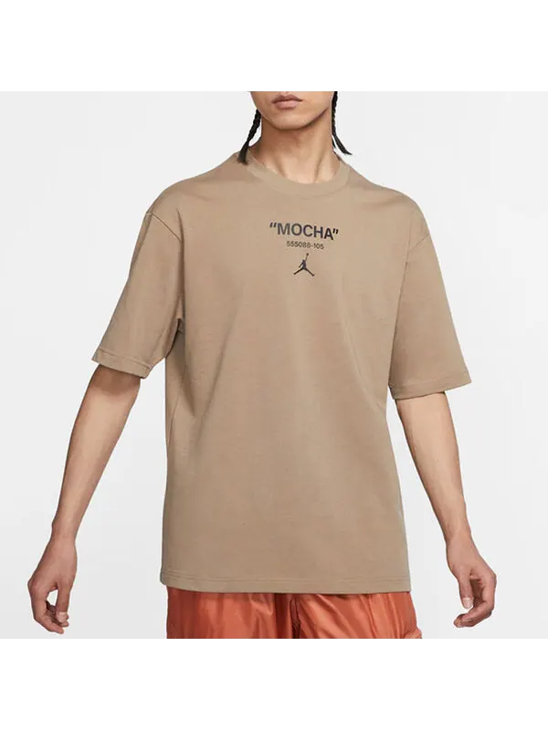 Футболка Men's Air Jordan Mocha Barb Solid Color Logo Alphabet Round Neck Short Sleeve Sandalwood — изображение 4 из 4
