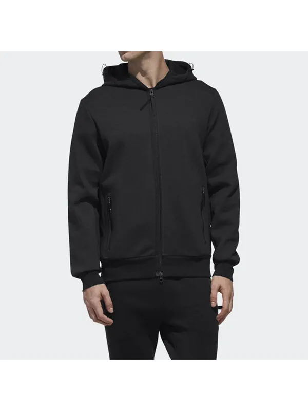 Куртка adidas Htt Double Knit Hooded Jacket Black — изображение 3 из 4, черный