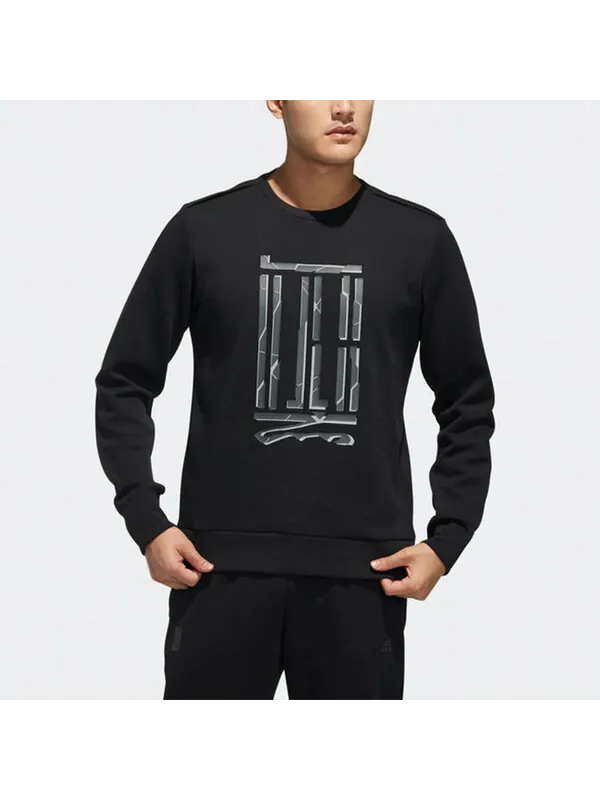 Толстовка adidas Wj Cs Gfx Sports Printing Pattern Round Neck Pullover Black — изображение 3 из 4, черный