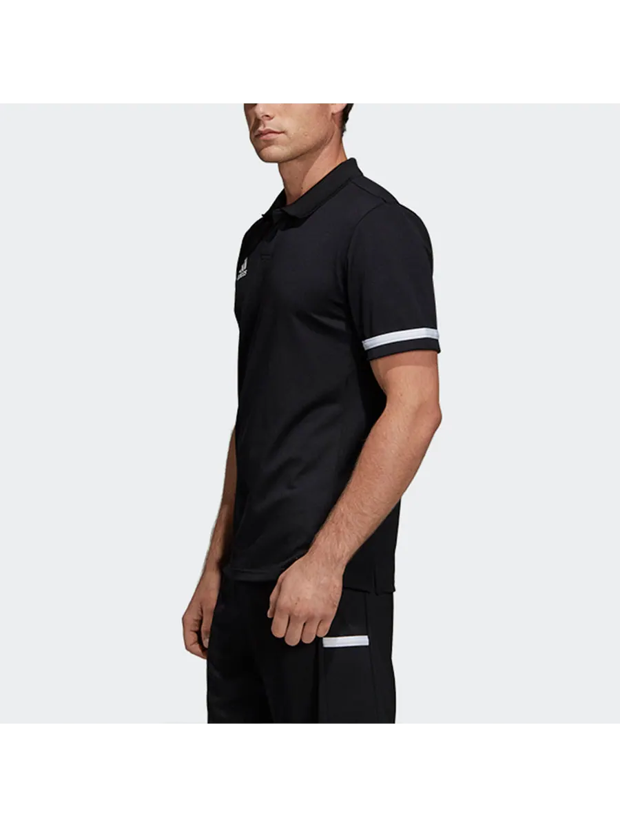 Футболка adidas T19 Polo M Athleisure Casual Sports Badminton Short Sleeve Polo Shirt Black — изображение 5 из 5, черный