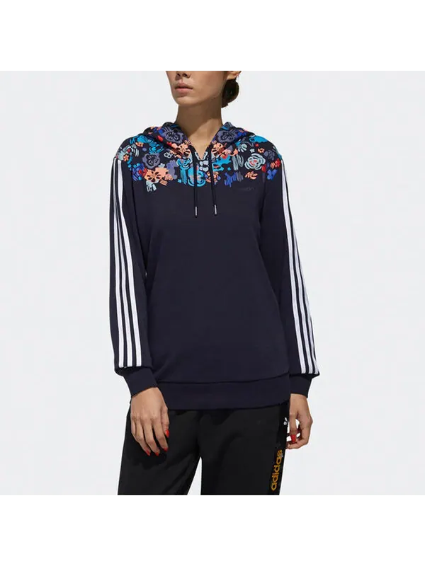 Толстовка neo casual sports pullover navy blue Adidas — изображение 3 из 4, синий
