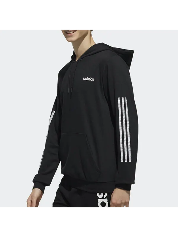 Толстовка adidas neo M Ce 3s Hoody logo Printing hooded Knit Sports Black — изображение 3 из 4, черный