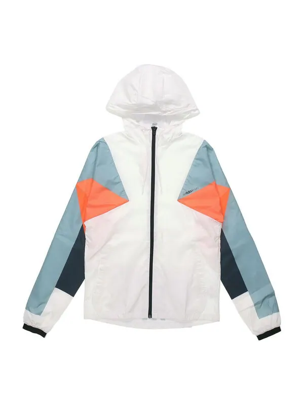 Куртка adidas neo hooded Zipper Windproof Jacket White / Blue — изображение 1 из 4, белый/синий
