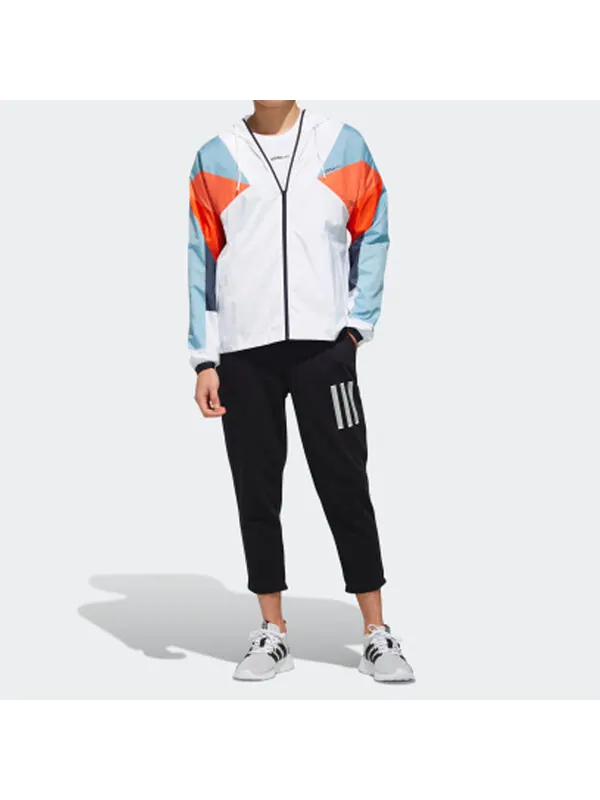 Куртка adidas neo hooded Zipper Windproof Jacket White / Blue — изображение 3 из 4, белый/синий