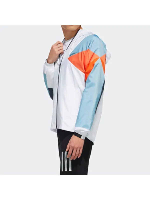 Куртка adidas neo hooded Zipper Windproof Jacket White / Blue — изображение 4 из 4, белый/синий