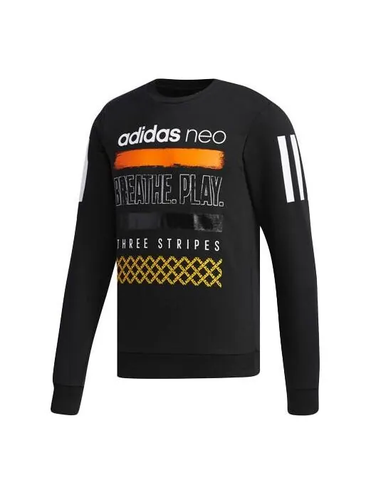 Толстовка adidas neo Athleisure Casual Sports Knit Round Neck Pullover Black — изображение 1 из 4, черный