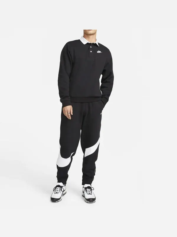 Футболка Nike Club Fleece Plush Long Sleeve Lapel Shirt 'Black' — изображение 3 из 3, черный/мульти