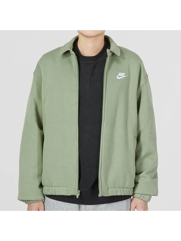 Куртка Nike Club Fleece Harrington Jacket 'Green' — изображение 3 из 4, зеленый