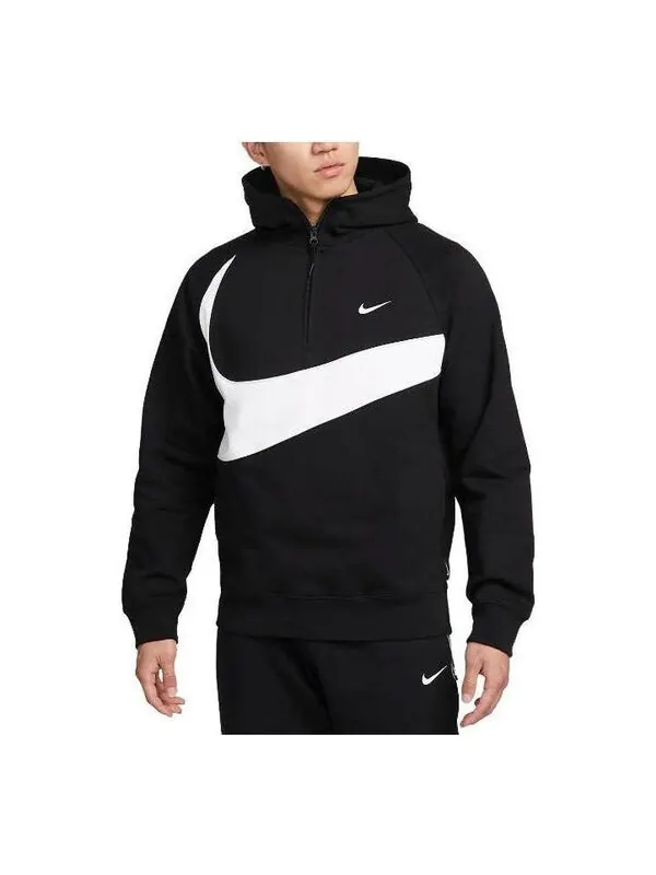 Толстовка sportswear big swoosh half zip hoodie (asia sizing) 'black white' Nike — изображение 1 из 3, черный/белый
