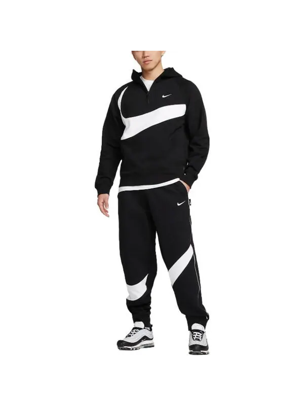 Толстовка sportswear big swoosh half zip hoodie (asia sizing) 'black white' Nike — изображение 3 из 3, черный/белый
