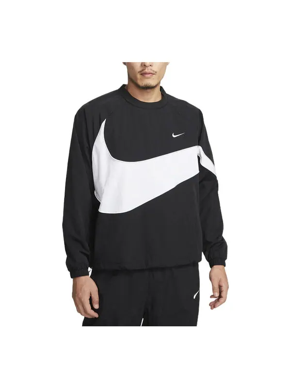 Толстовка с капюшоном и логотипом Swoosh Nike — изображение 1 из 3, черный/белый