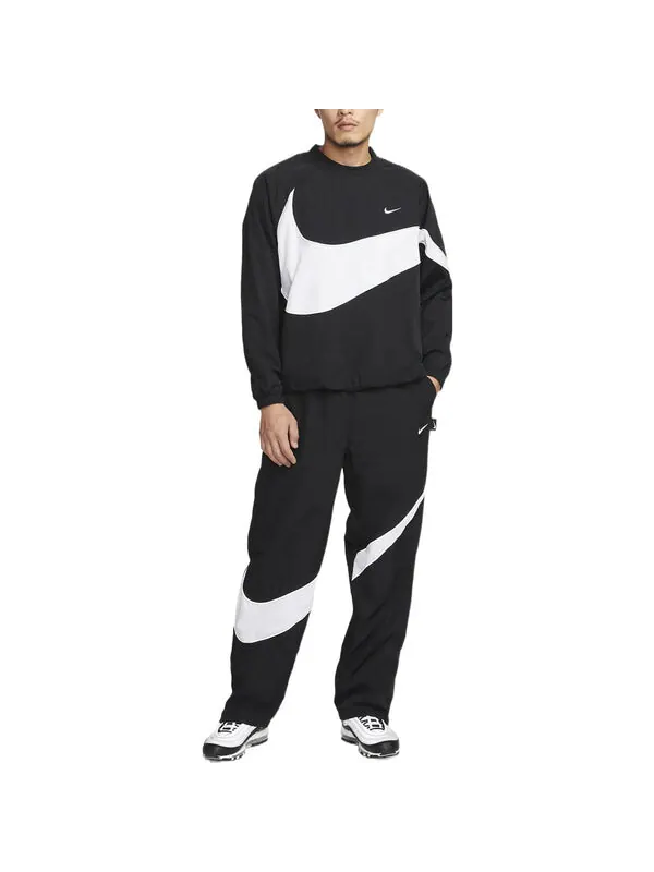 Толстовка с капюшоном и логотипом Swoosh Nike — изображение 3 из 3, черный/белый