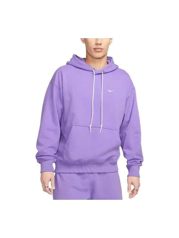 Толстовка solo swoosh french terry pullover hoodie 'purple' Nike — изображение 1 из 3, фиолетовый/белый