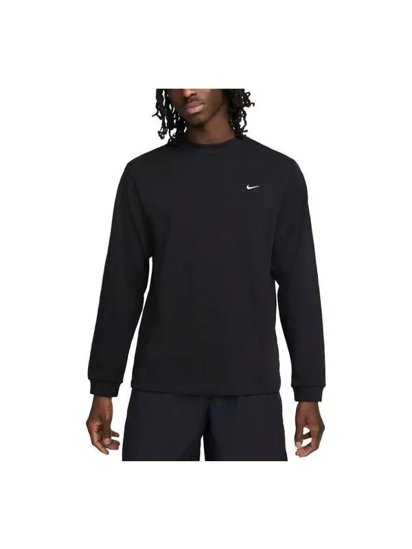 Футболка с длинным рукавом и надписью «swoosh» Nike — изображение 1 из 3, черный/белый