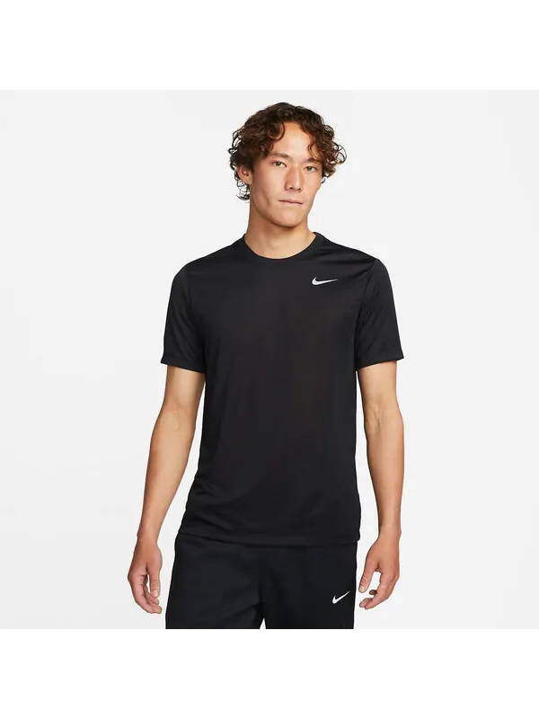 Футболка dri-fit fitness t-shirt asia sizing 'black' Nike — изображение 2 из 4, черный/белый