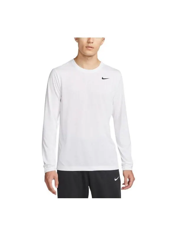 Футболка с длинными рукавами и логотипом Dri Fit Nike — изображение 1 из 3, белый/черный