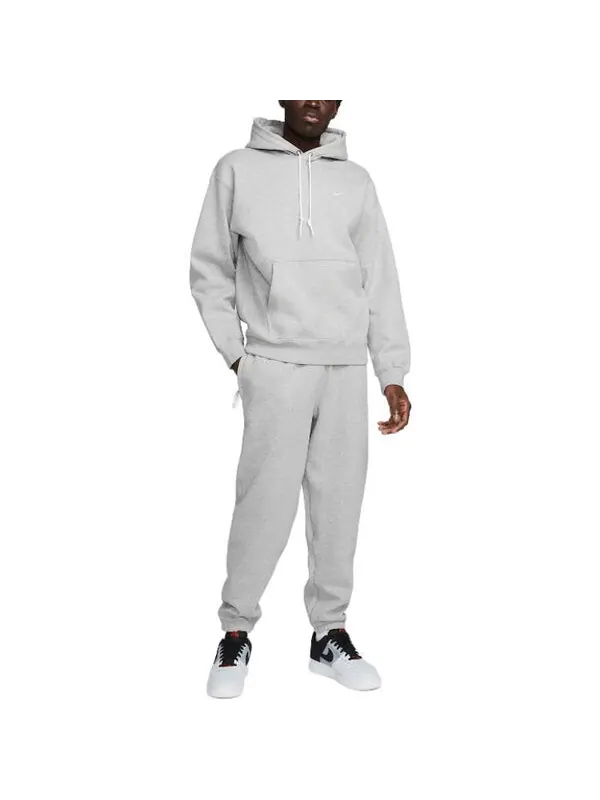 Толстовка Nike Solo Swoosh Fleece Pullover Hoodie 'Grey' — изображение 3 из 3, серый