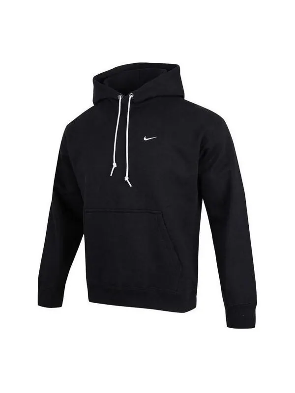 Толстовка Nike Solo Swoosh Fleece Pullover Hoodie 'Black' — изображение 1 из 2, черный/белый