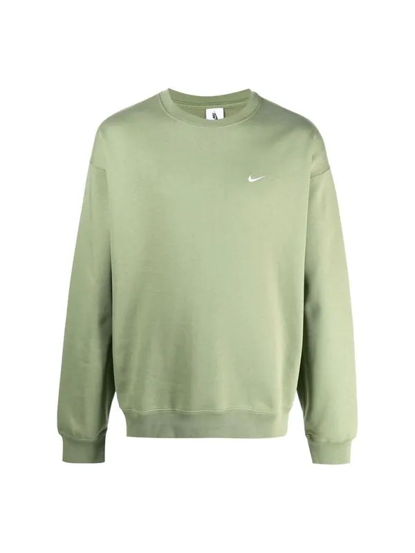 Толстовка solo swoosh fleece crewneck hoodie 'oil green' Nike — изображение 1 из 4, зеленый