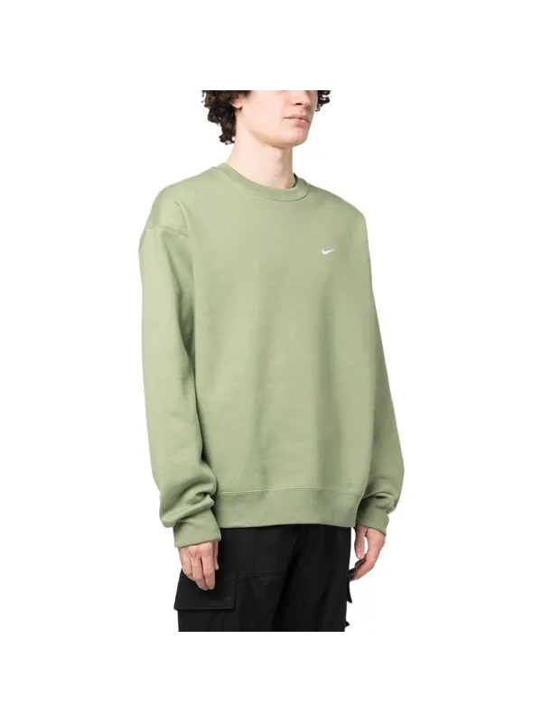 Толстовка solo swoosh fleece crewneck hoodie 'oil green' Nike — изображение 4 из 4, зеленый