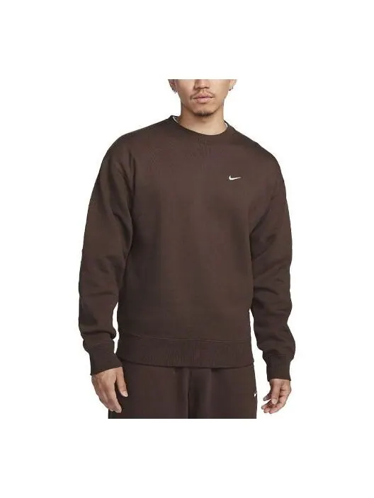 Рубашка solo swoosh crew толстовка Nike — изображение 1 из 1, коричневый/белый