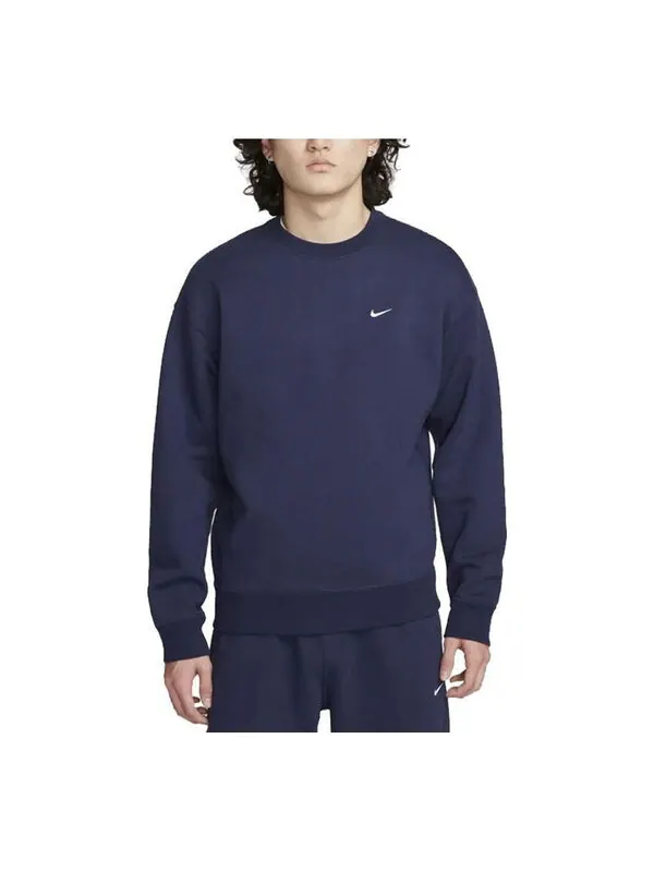 Толстовка Nike Solo Swoosh Fleece Crew 'Midnight Navy' — изображение 1 из 3, синий