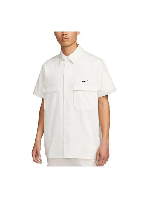 Куртка Nike Life Woven Military Short-Sleeve Button-Down Shirt 'White' — изображение 1 из 4, белый