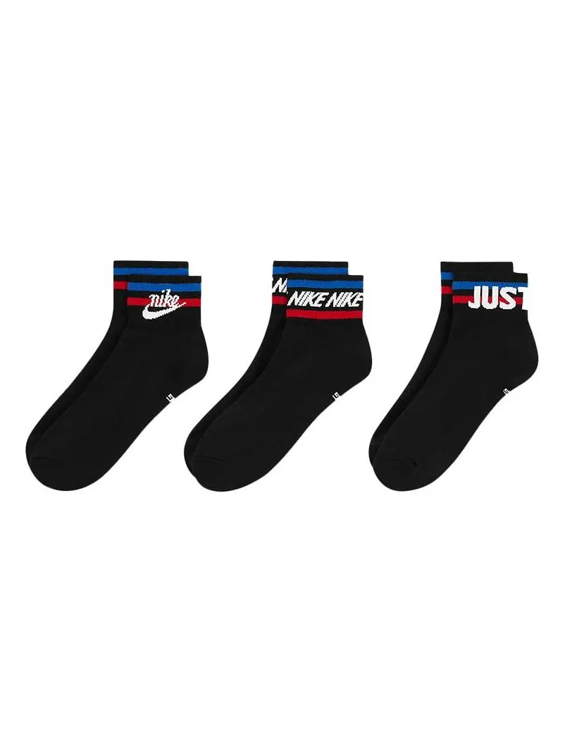 Носки Nike Everyday Ankle Alphabet Logo Pattern Casual Sports Socks 3 Pairs Black — изображение 1 из 3, черный